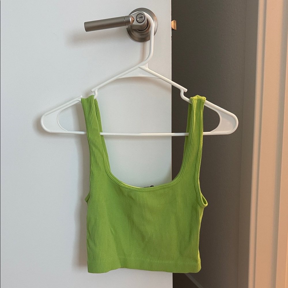 Zara Neon Green Ribbed Crop Top